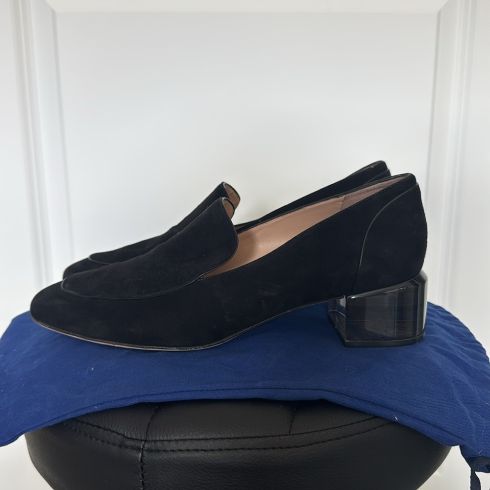 Stuart Weitzman Carmella Lucite Block Heel Suede … - image 3